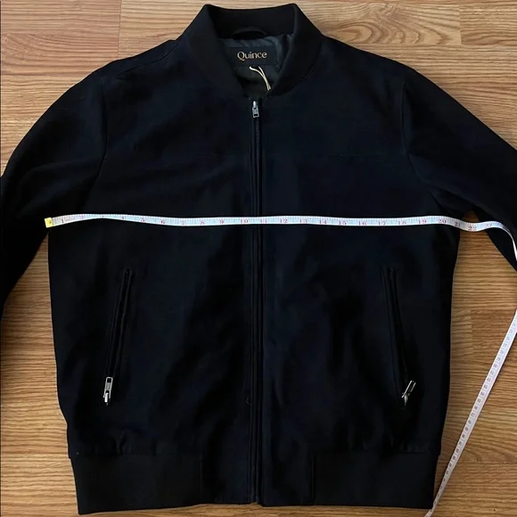 NWT Quince Black 100% GOAT Suede Bomber Jacket, size small - Picture 11 of 12